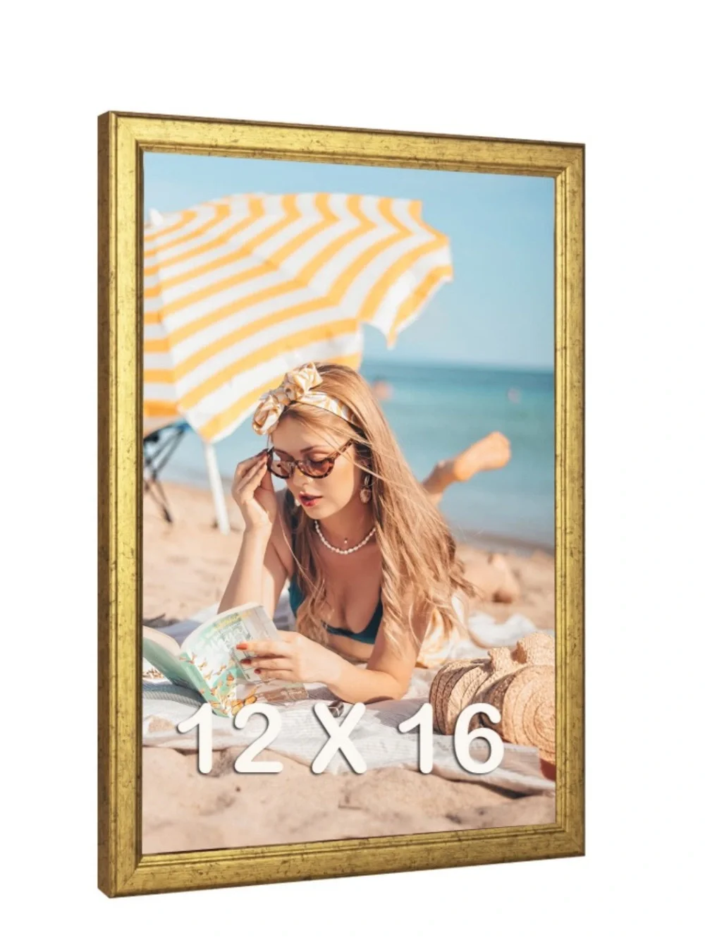 Gold Wood Rectangular Picture Frame Portrait or Landscape 12x16”
